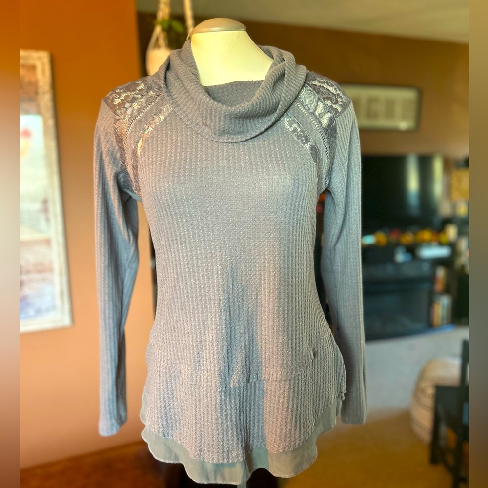 Grey lace sweater
